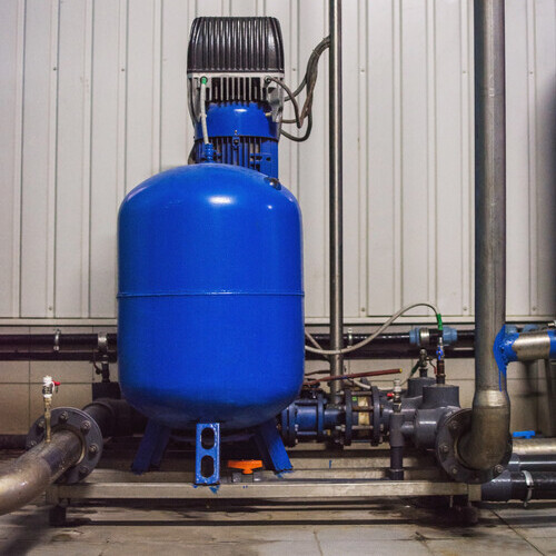blue water pressure tank